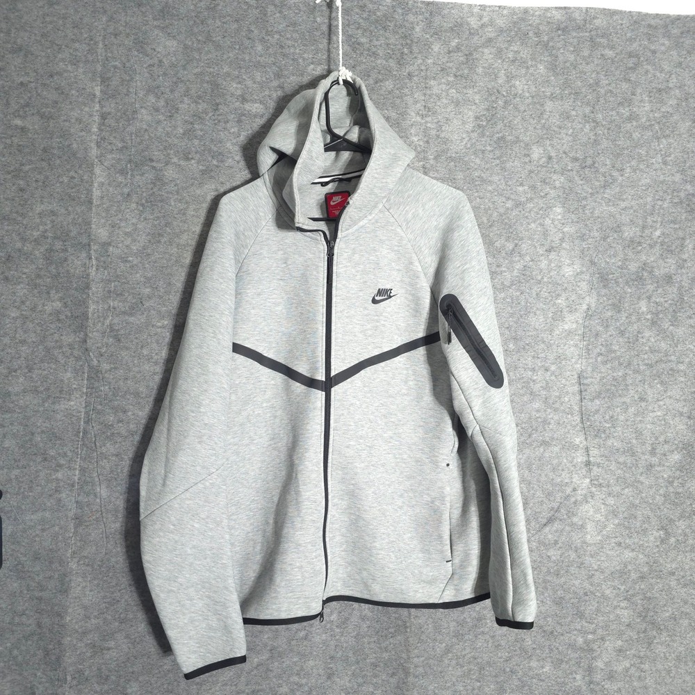 Nike Tech Fleece Hoodie Men Large Gray HV0949-063 Full Zip Sportswear Activewear